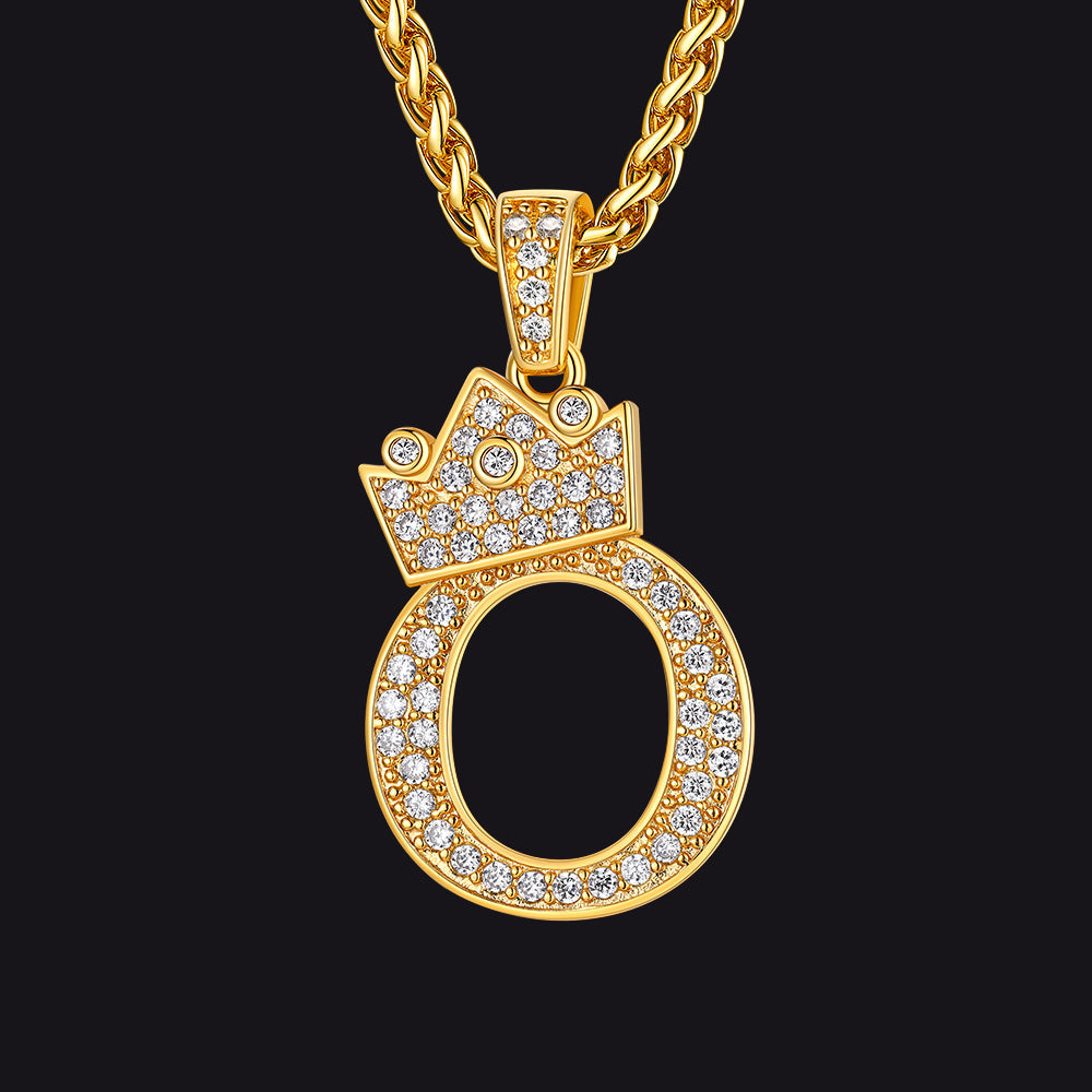 Gold O initial CZ Cuban chain necklace for men and women