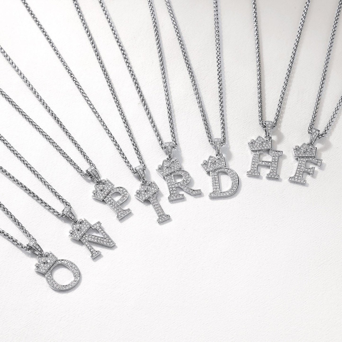 A¨CZ initial Cuban chain necklace