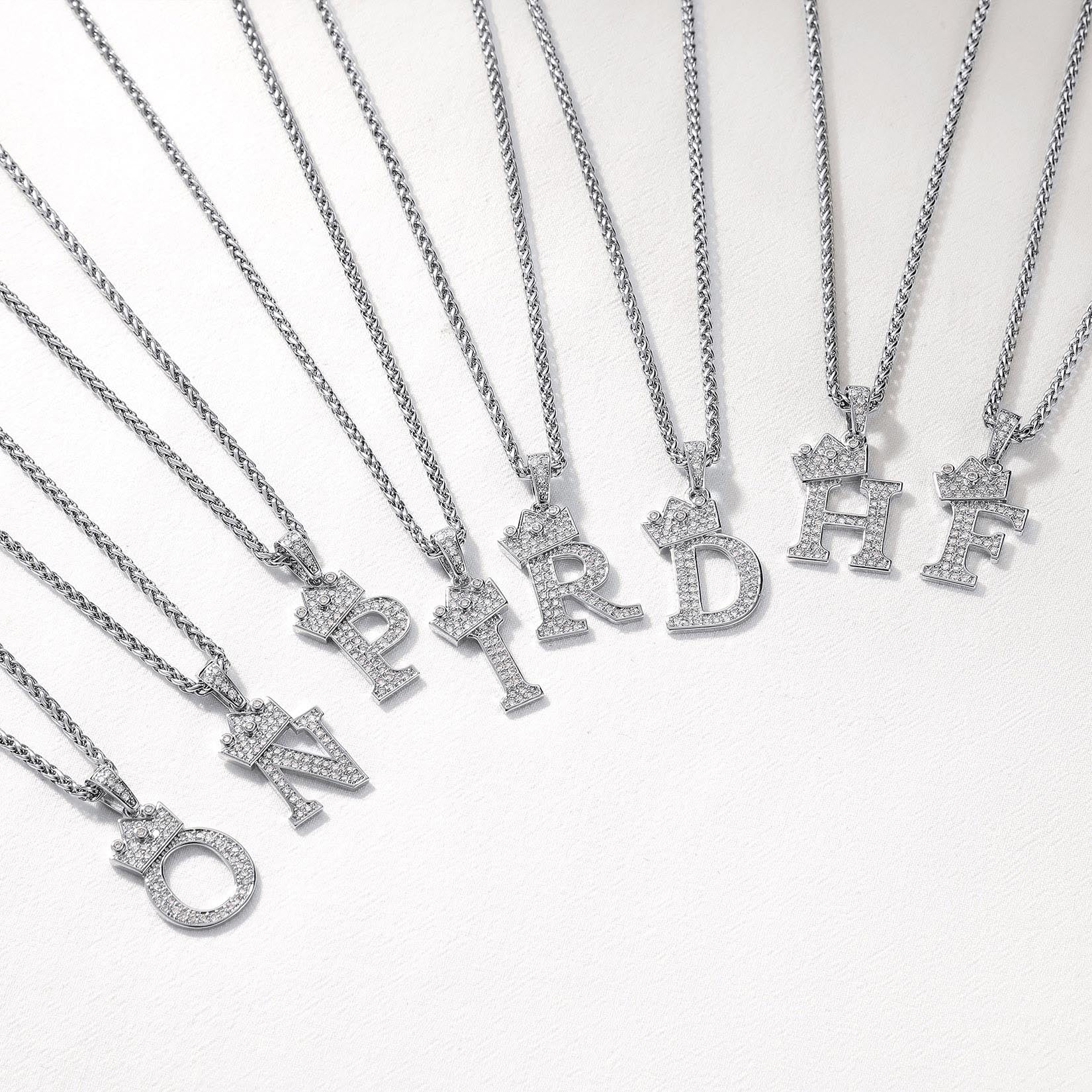 A¨CZ initial Cuban chain necklace