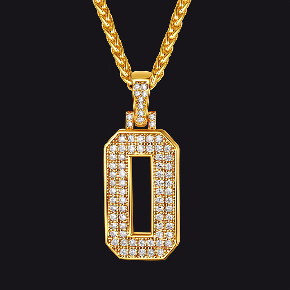 FaithHeart Cubic Zirconia Number Letter Pendant Lucky Jewelry Necklace FaithHeart