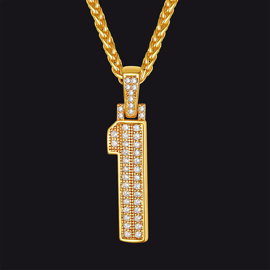 FaithHeart Cubic Zirconia Number Letter Pendant Lucky Jewelry Necklace FaithHeartimg