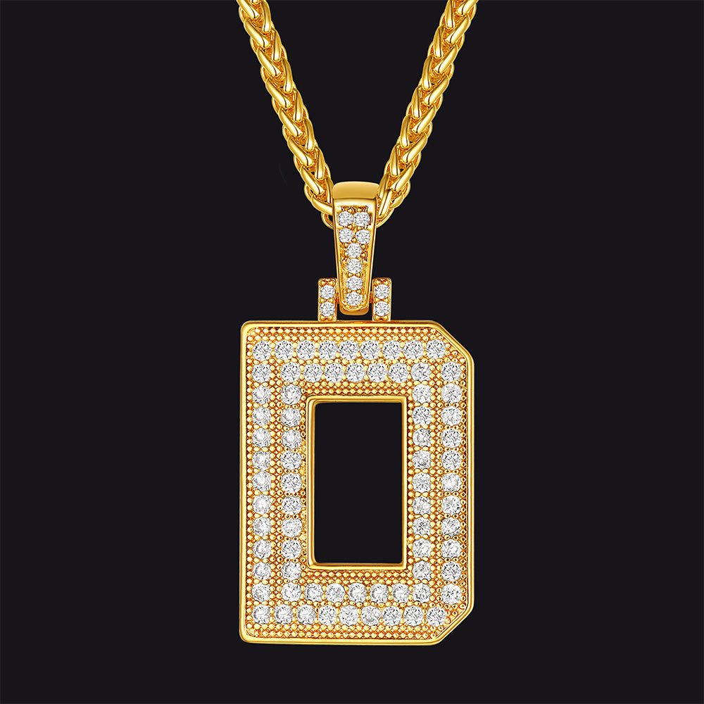 FaithHeart Cubic Zirconia Number Letter Pendant Lucky Jewelry Necklace FaithHeart