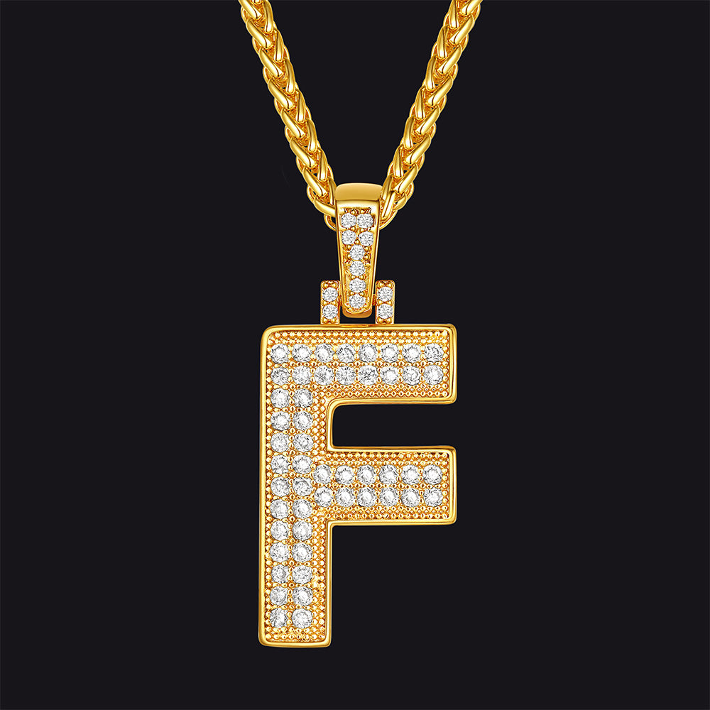 FaithHeart Cubic Zirconia Number Letter Pendant Lucky Jewelry Necklace FaithHeart