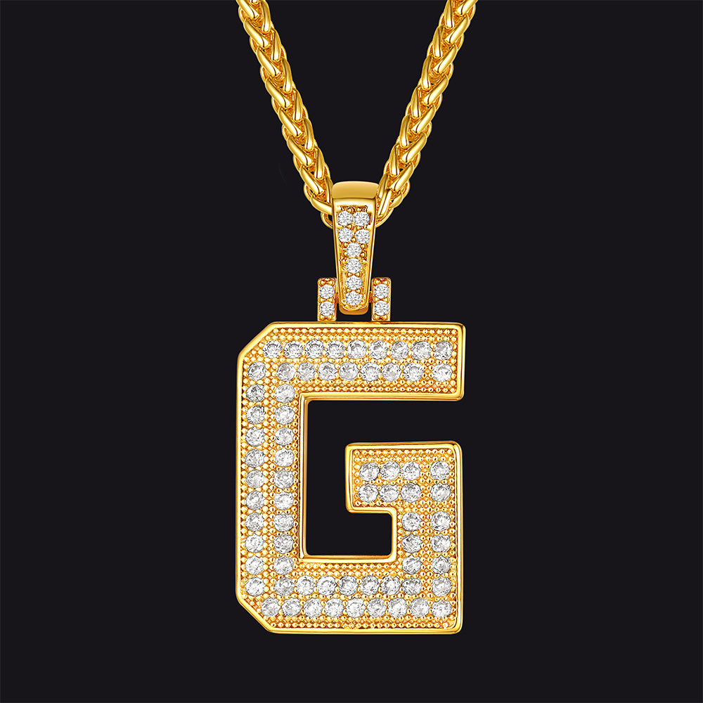 FaithHeart Cubic Zirconia Number Letter Pendant Lucky Jewelry Necklace FaithHeart