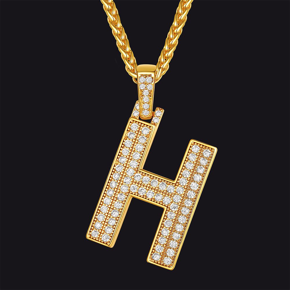FaithHeart Cubic Zirconia Number Letter Pendant Lucky Jewelry Necklace FaithHeart