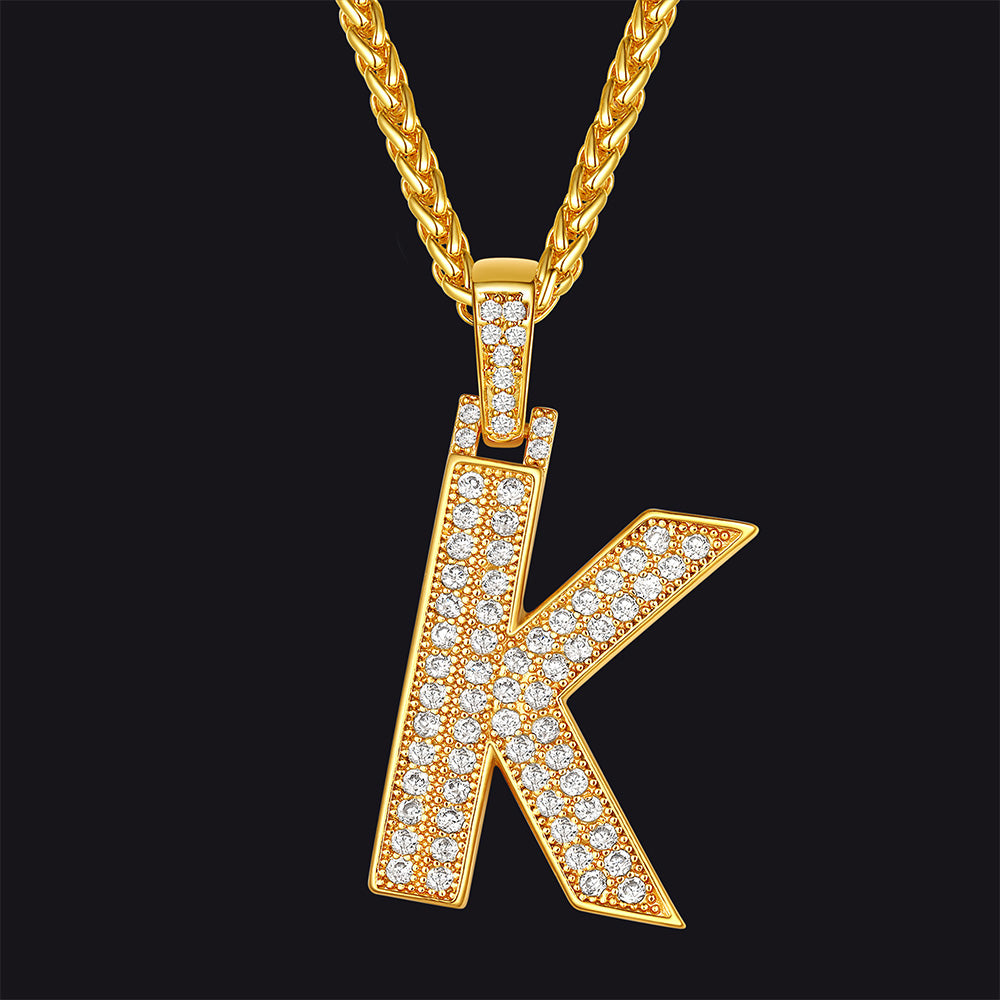 FaithHeart Cubic Zirconia Number Letter Pendant Lucky Jewelry Necklace FaithHeart