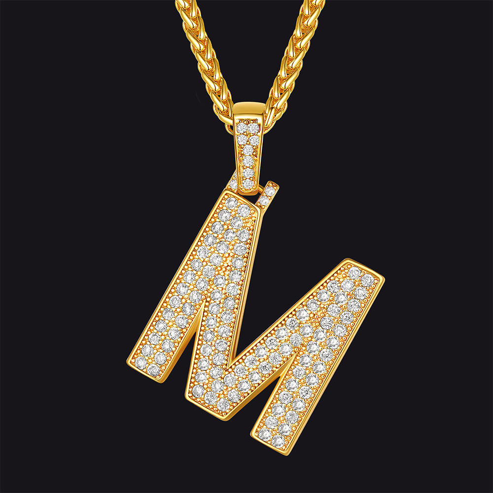 FaithHeart Cubic Zirconia Number Letter Pendant Lucky Jewelry Necklace FaithHeart