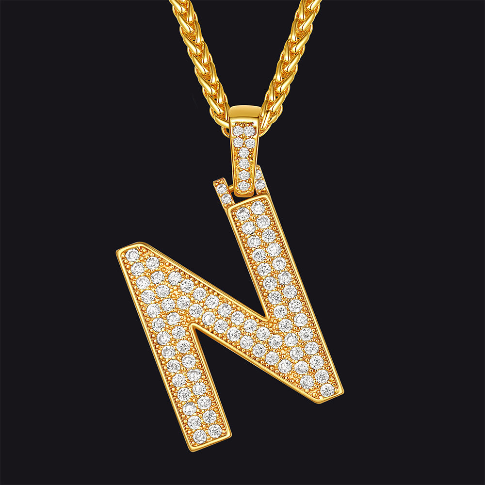 FaithHeart Cubic Zirconia Number Letter Pendant Lucky Jewelry Necklace FaithHeart