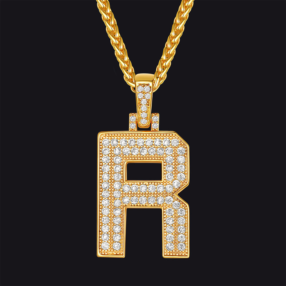 FaithHeart Cubic Zirconia Number Letter Pendant Lucky Jewelry Necklace FaithHeart