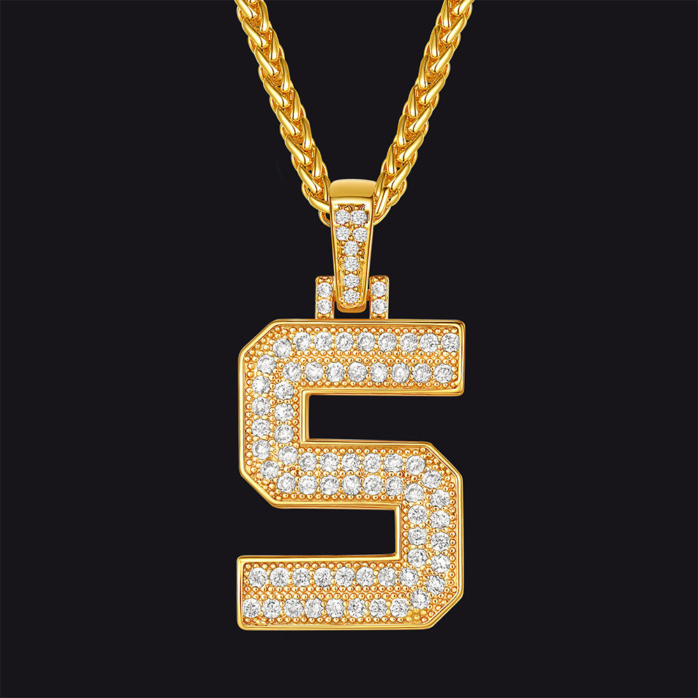 FaithHeart Cubic Zirconia Number Letter Pendant Lucky Jewelry Necklace FaithHeart