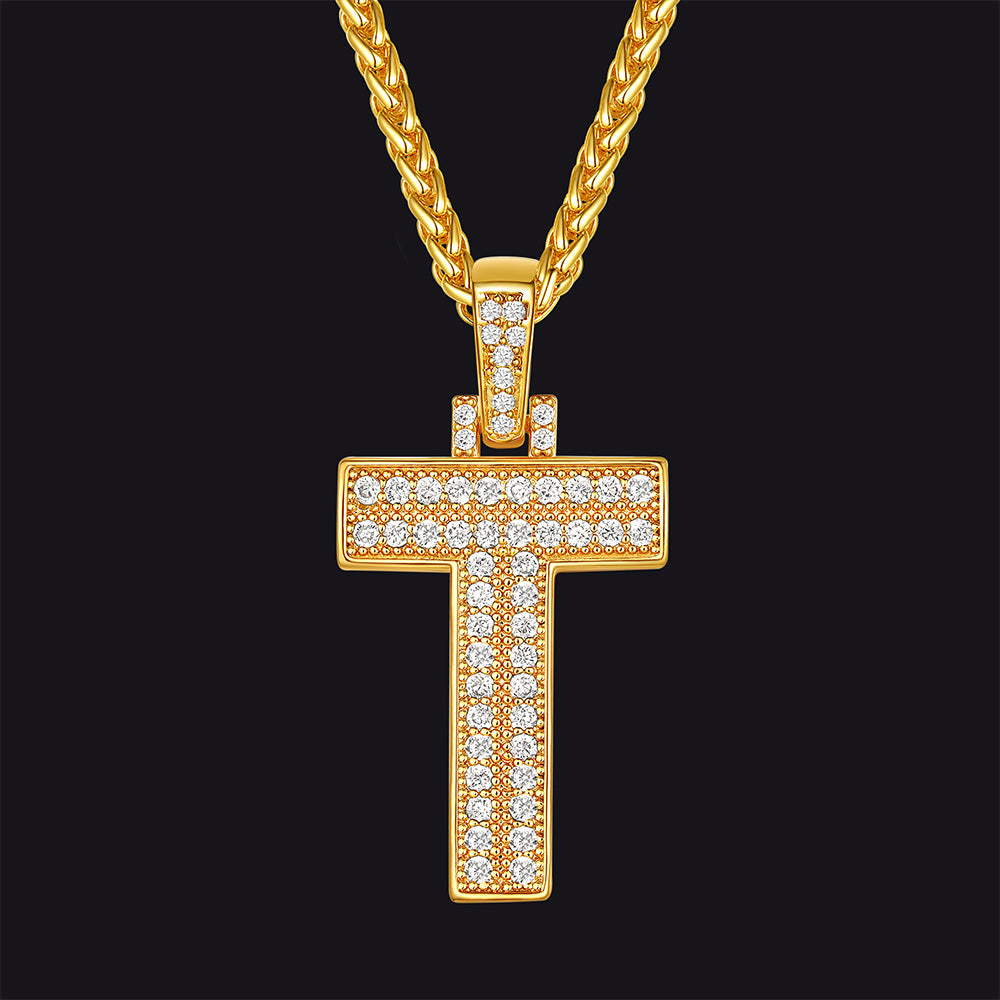 FaithHeart Cubic Zirconia Number Letter Pendant Lucky Jewelry Necklace FaithHeart