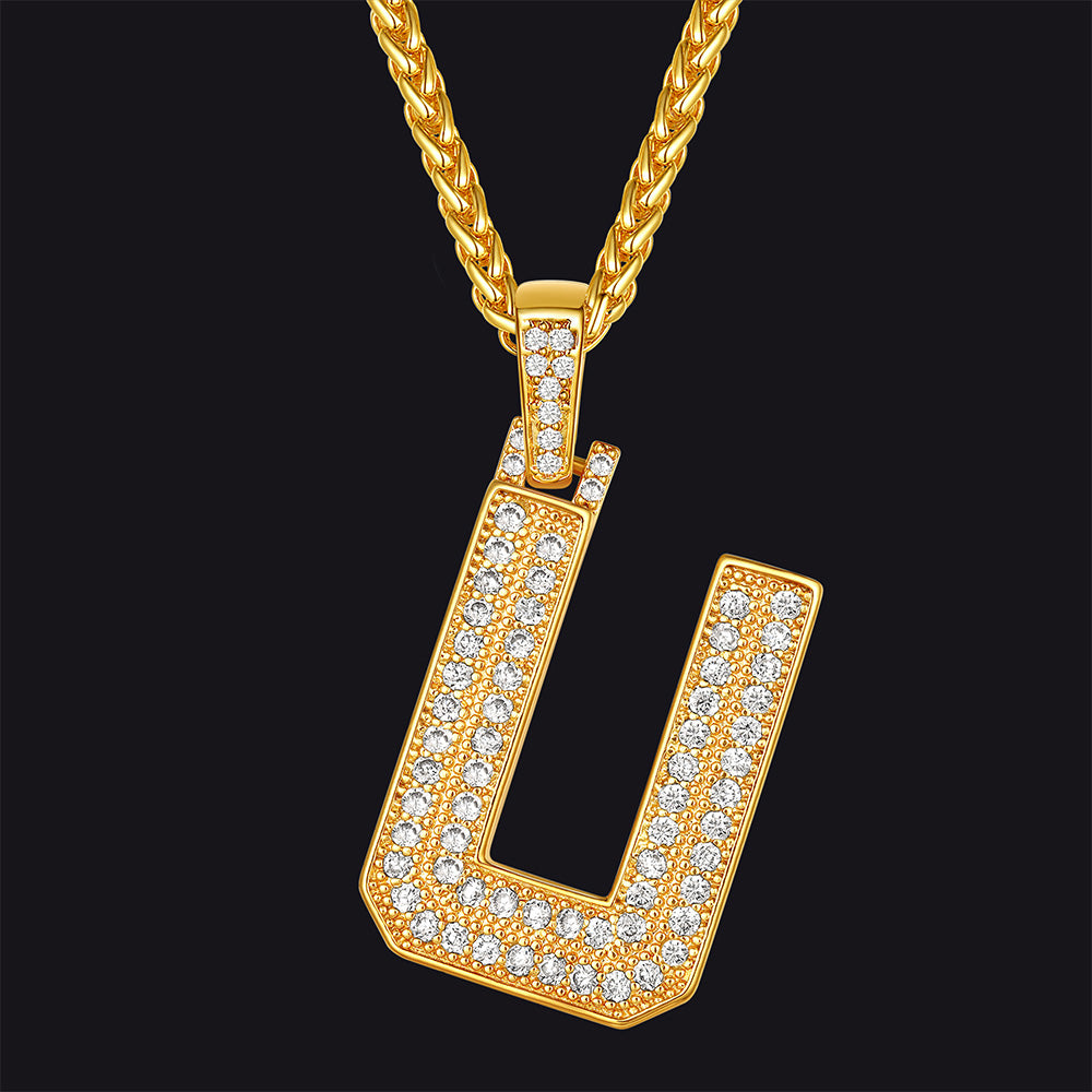 FaithHeart Cubic Zirconia Number Letter Pendant Lucky Jewelry Necklace FaithHeart