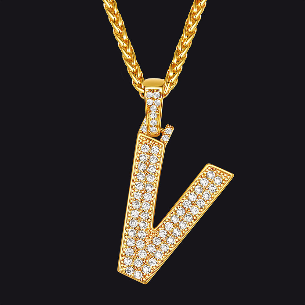 FaithHeart Cubic Zirconia Number Letter Pendant Lucky Jewelry Necklace FaithHeart