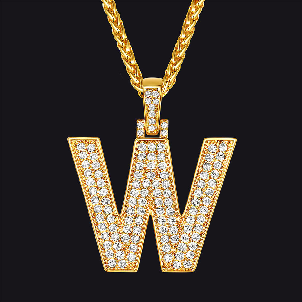 FaithHeart Cubic Zirconia Number Letter Pendant Lucky Jewelry Necklace FaithHeart