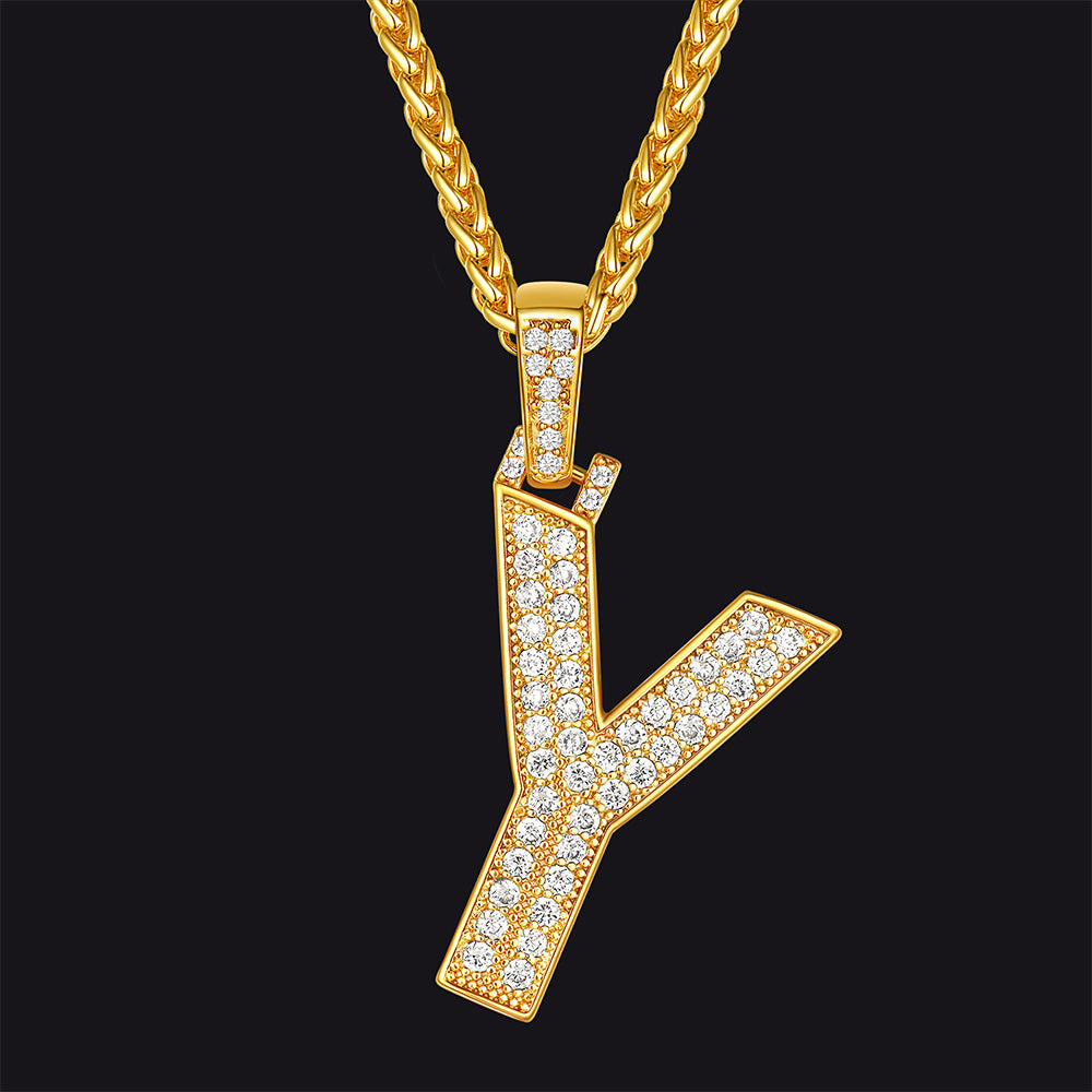 FaithHeart Cubic Zirconia Number Letter Pendant Lucky Jewelry Necklace FaithHeart