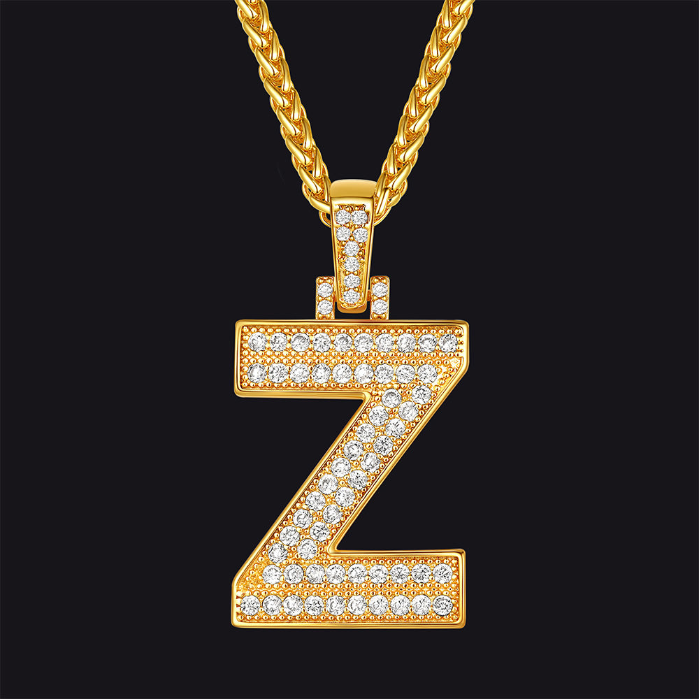 FaithHeart Cubic Zirconia Number Letter Pendant Lucky Jewelry Necklace FaithHeart