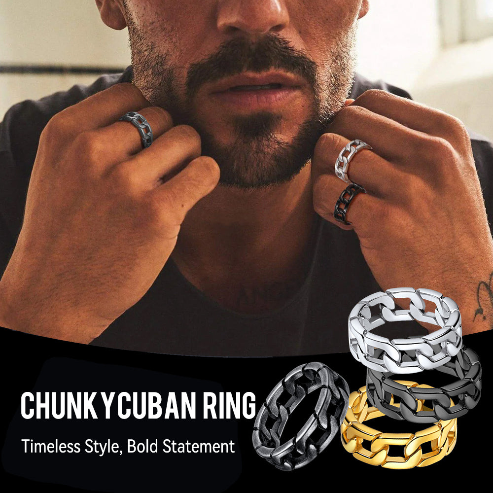 Chunky Cuban Link Chain Ring For Men Stainless Steel