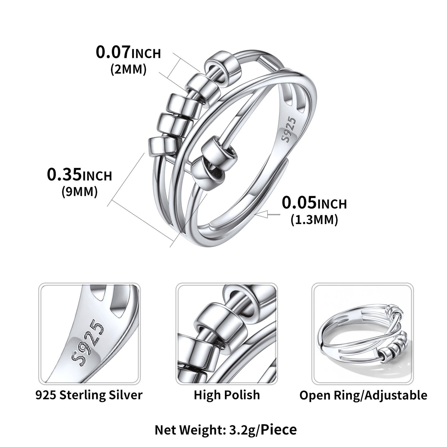 Adjustable Anxiety Ring Sizing Diagram