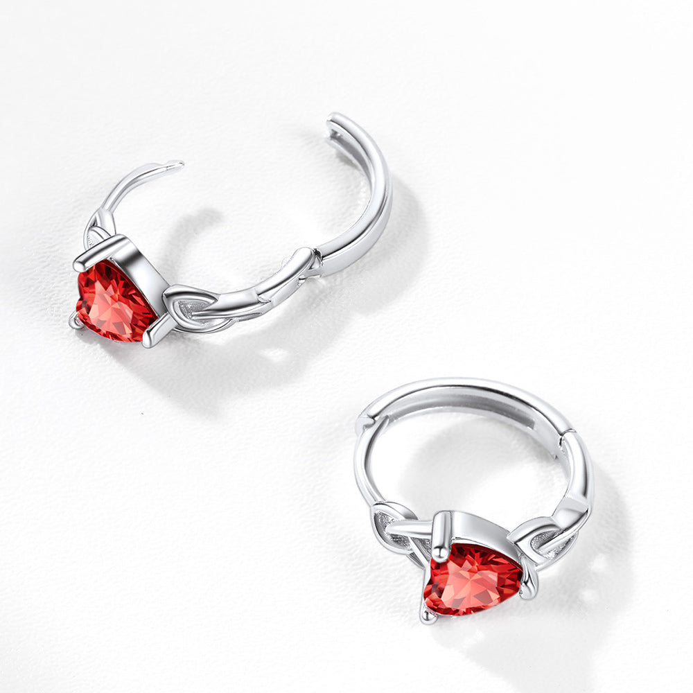 Sterling Silver Celtic Hoop Earrings with Birthstone for Women