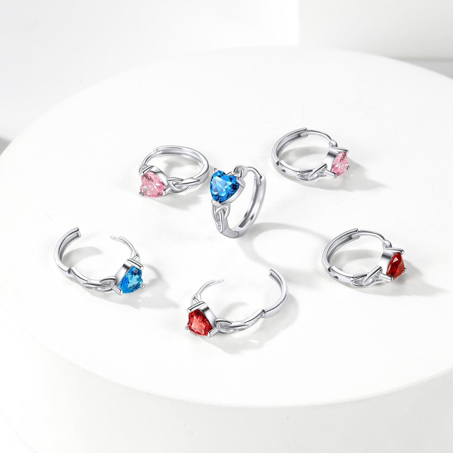 Sterling Silver Celtic Hoop Earrings with Birthstone for Women