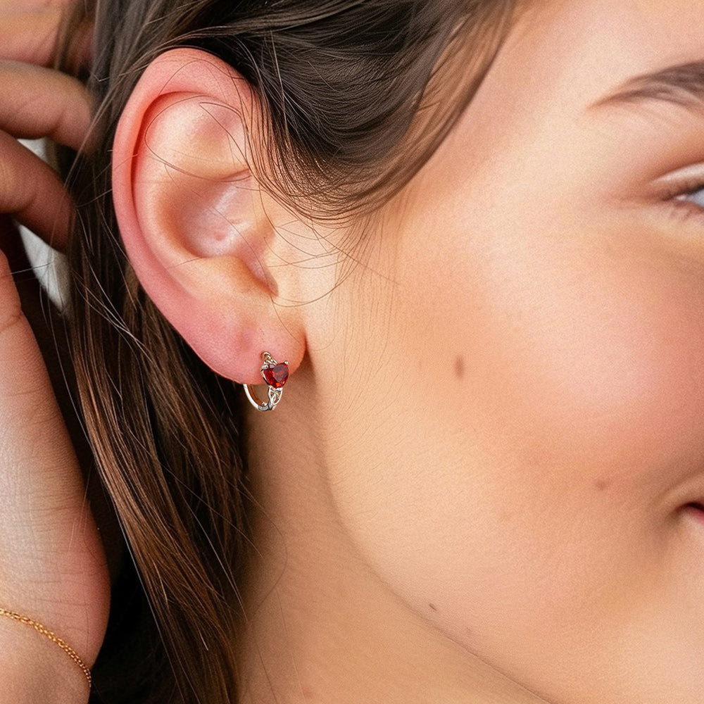 Sterling Silver Celtic Hoop Earrings with Birthstone for Women