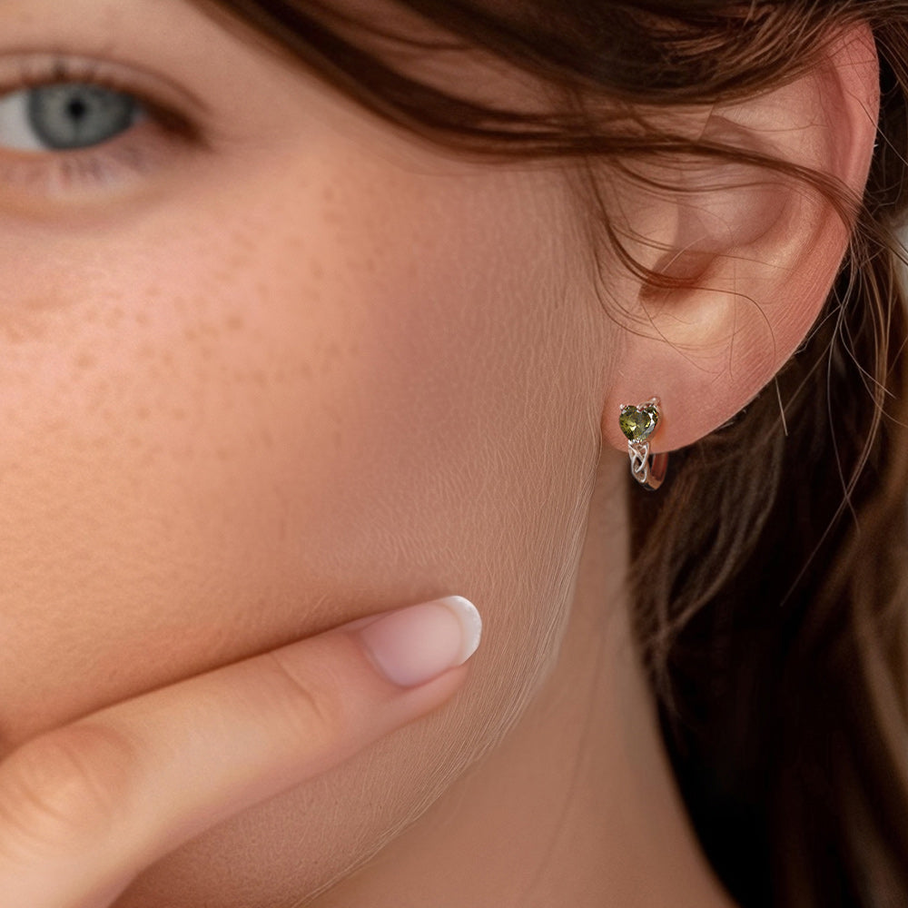 Sterling Silver Celtic Hoop Earrings with Birthstone for Women