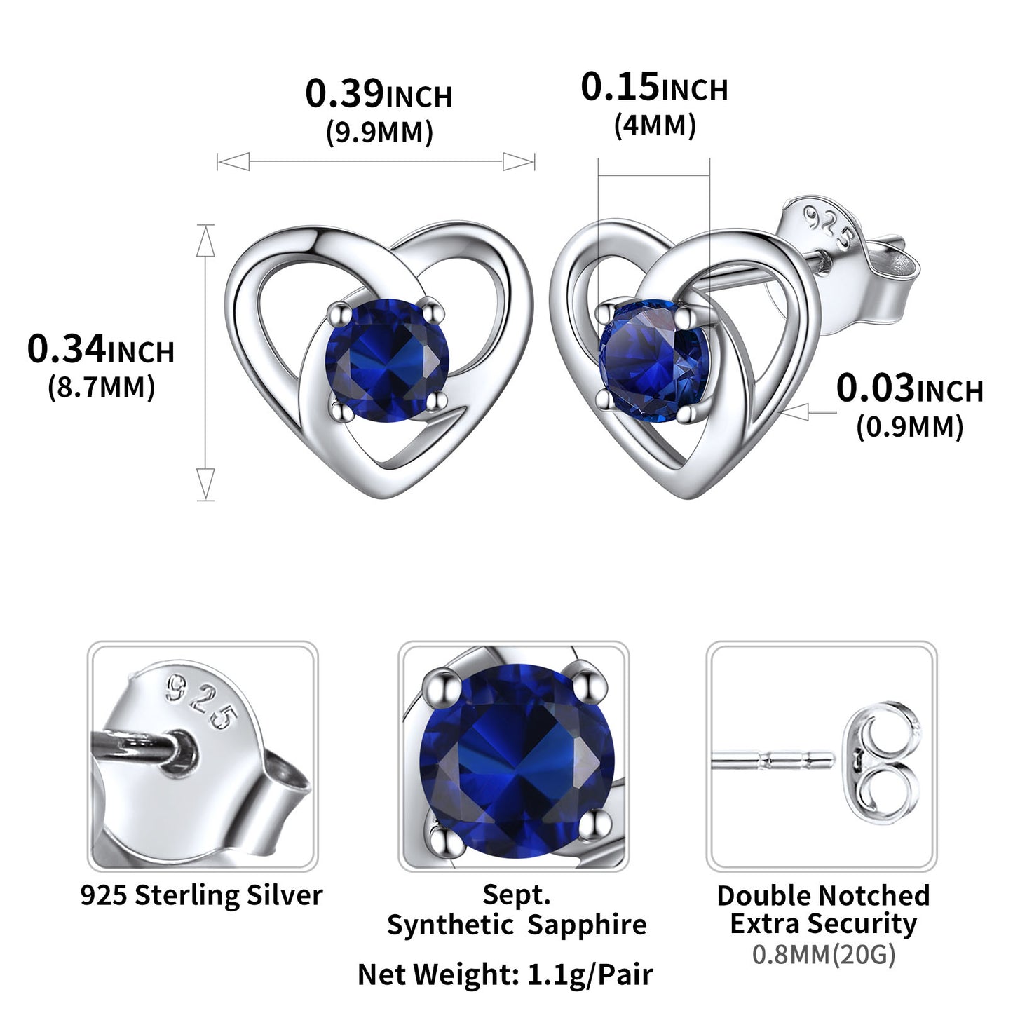 Sterling Silver Celtic Knot Birthstone Stud Earrings Birthday Gifts