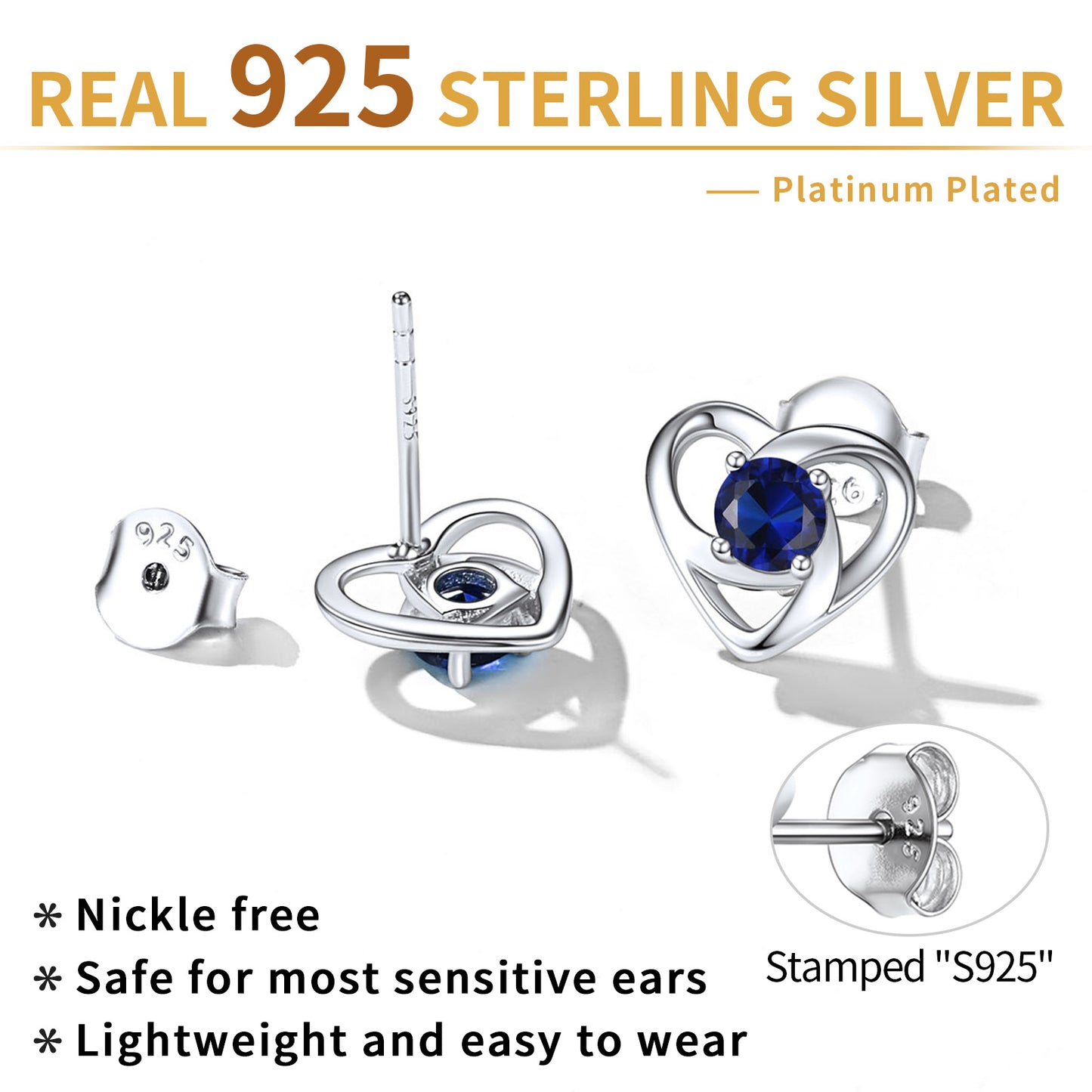 Sterling Silver Celtic Knot Birthstone Stud Earrings Birthday Gifts