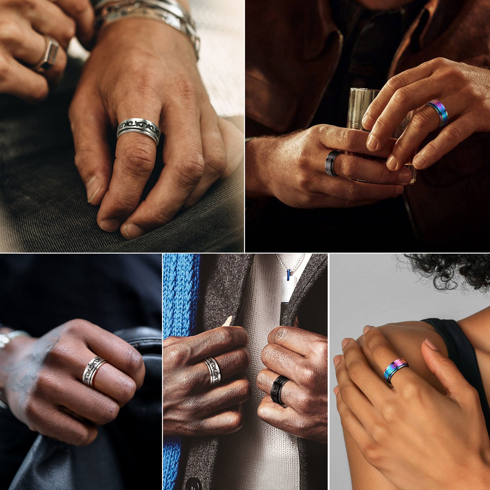 Celtic Knot Finger Spinner Band Ring for Men