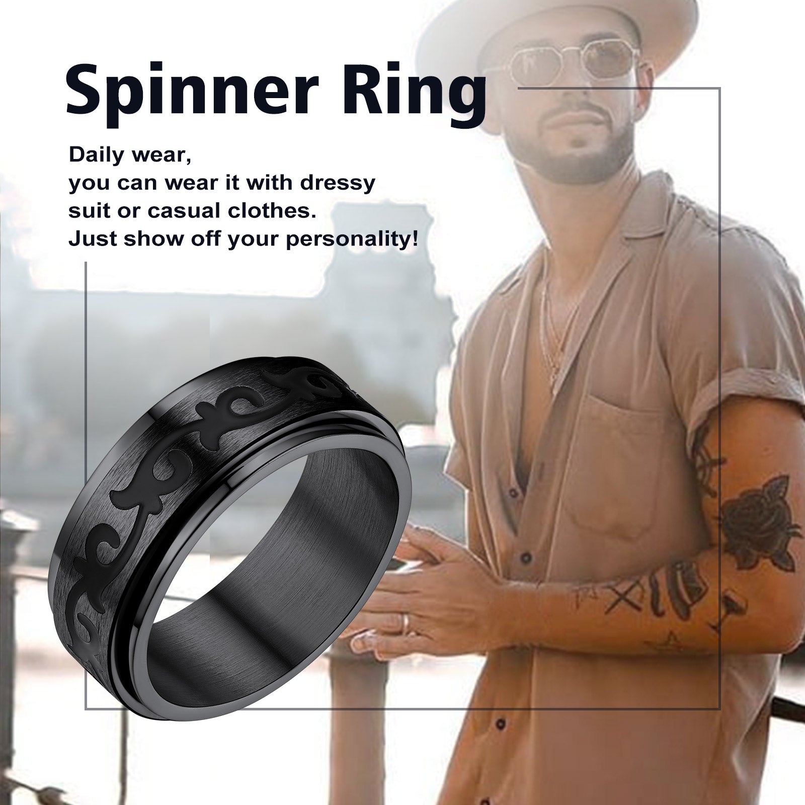 Celtic Knot Finger Spinner Band Ring for Men