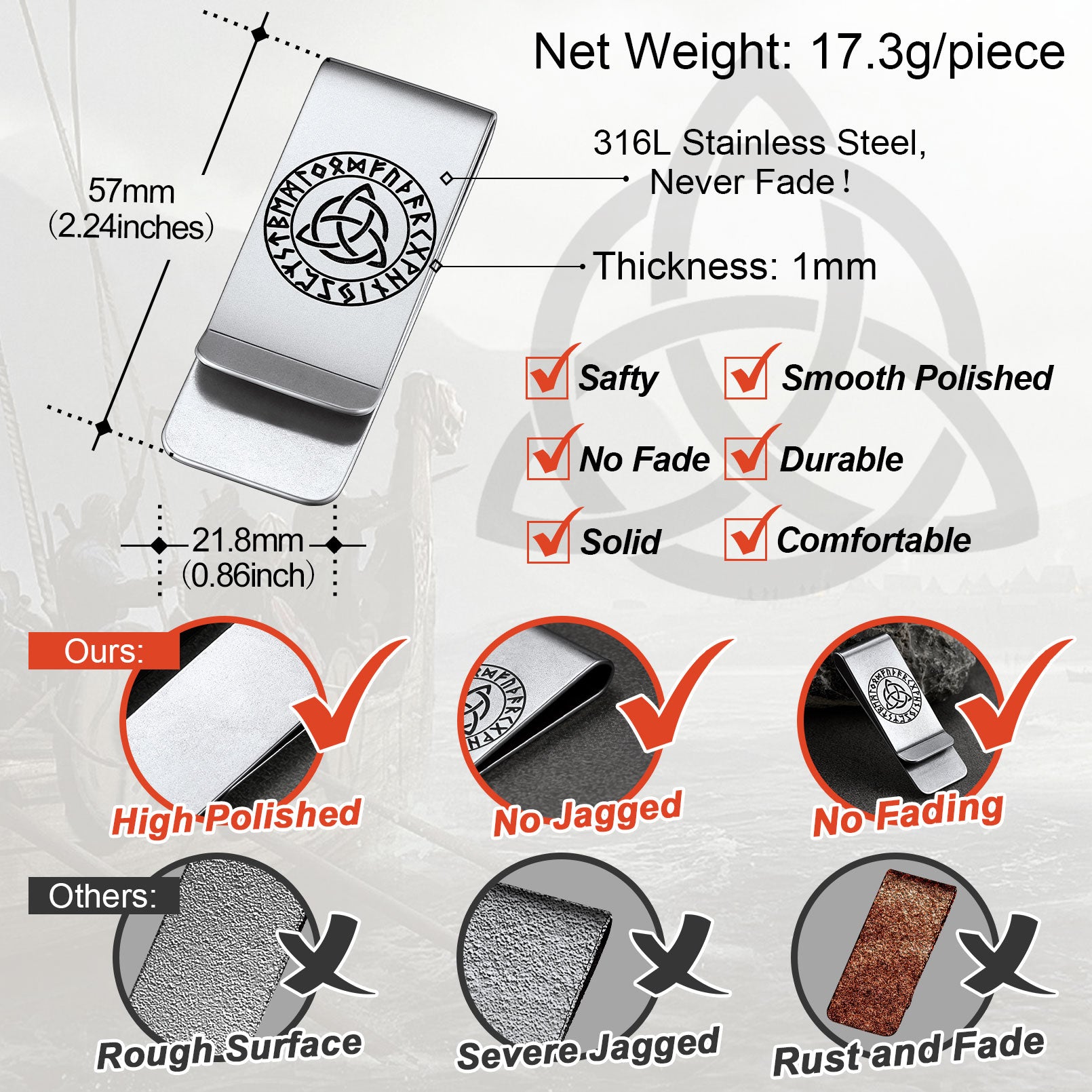 Personalised Celtic Knot Money Clip Slim Wallets