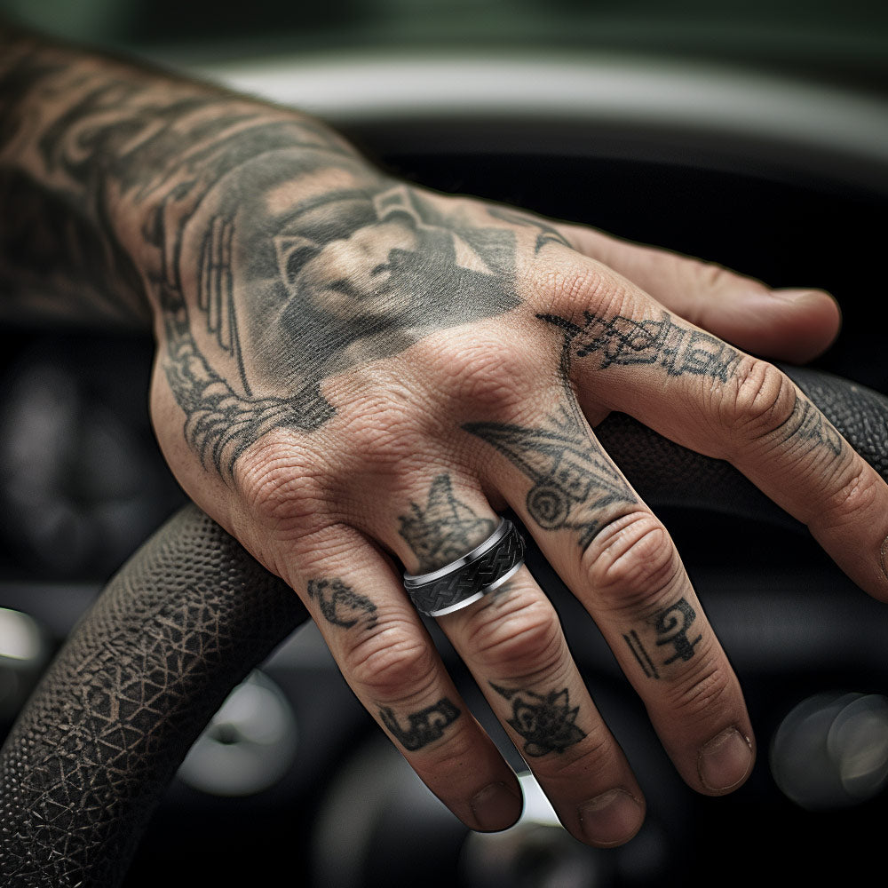 FaithHeart Celtic Knot Spinner Ring Anxiety Rotatable Ring For Men