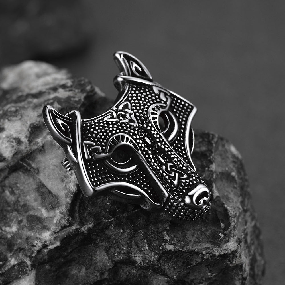 Viking Celtic Knot Wolf Brooch Pin Gifts for Men