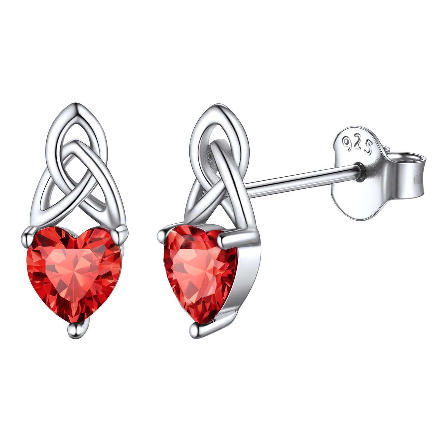 Sterling Silver Irish Celtic Trinity Knot Birthstone Stud Earrings for Women