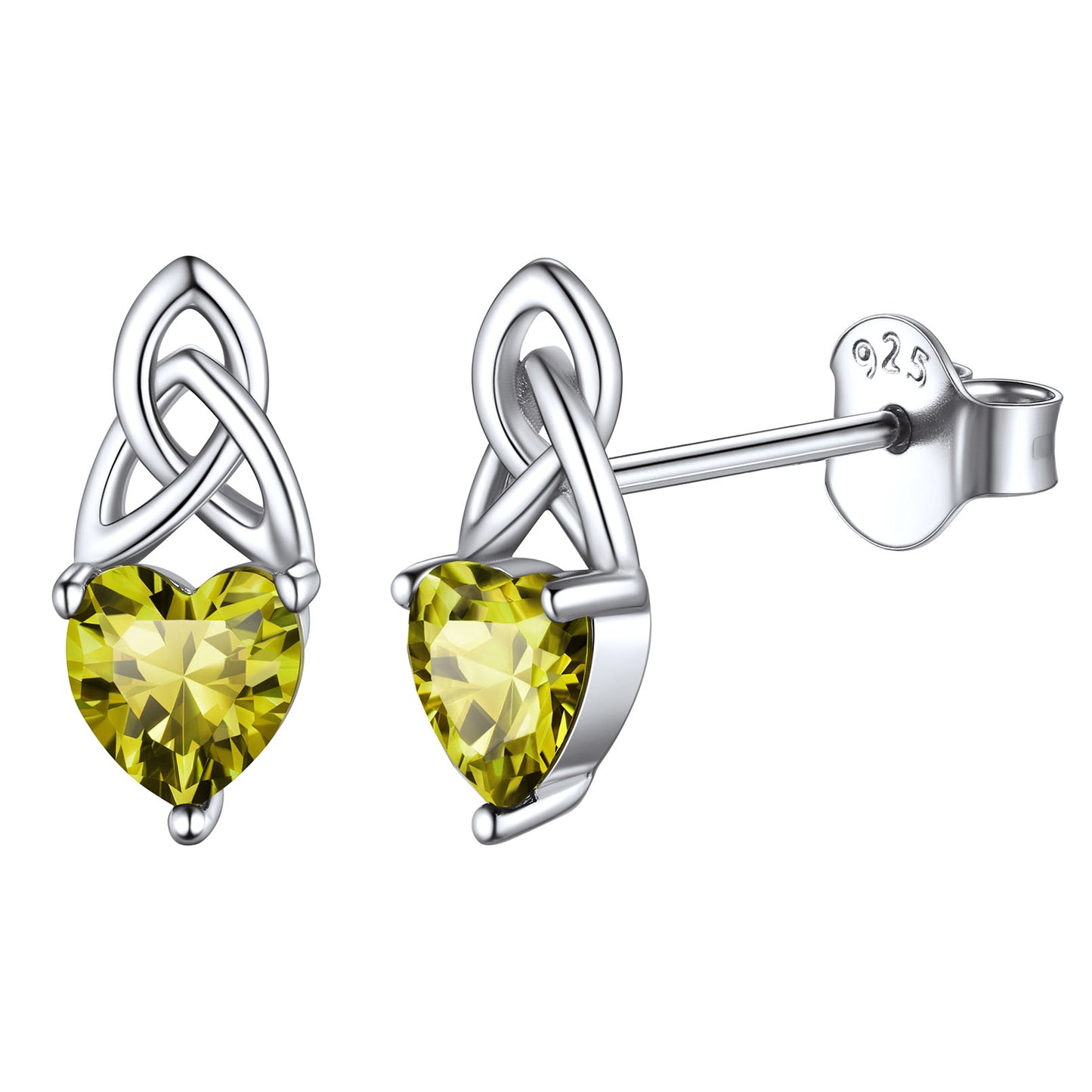 Sterling Silver Irish Celtic Trinity Knot Birthstone Stud Earrings for Women