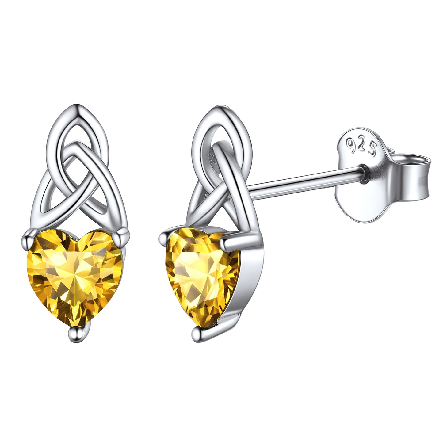 Sterling Silver Irish Celtic Trinity Knot Birthstone Stud Earrings for Women