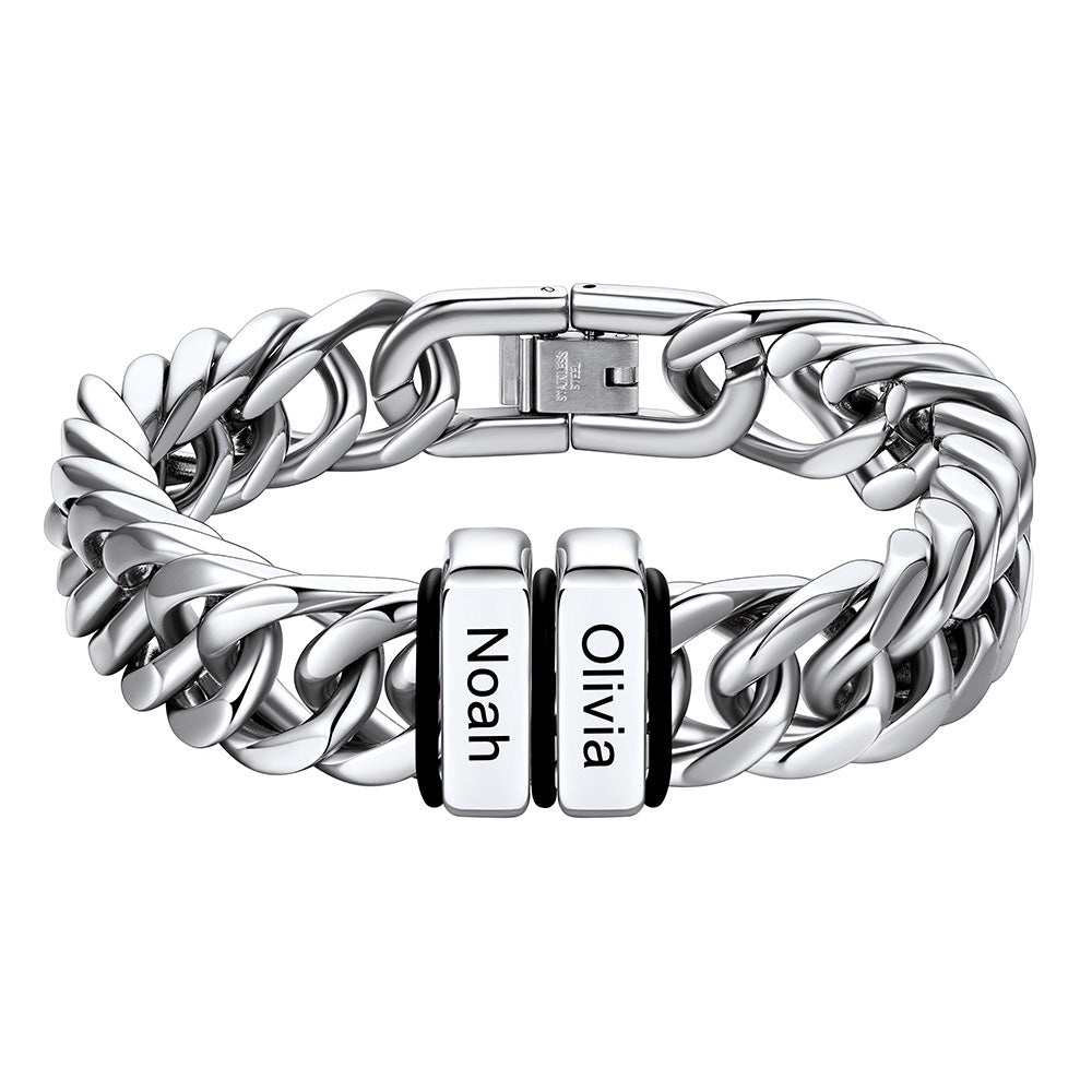 Chain bracelet with 2 name Bead 12mm