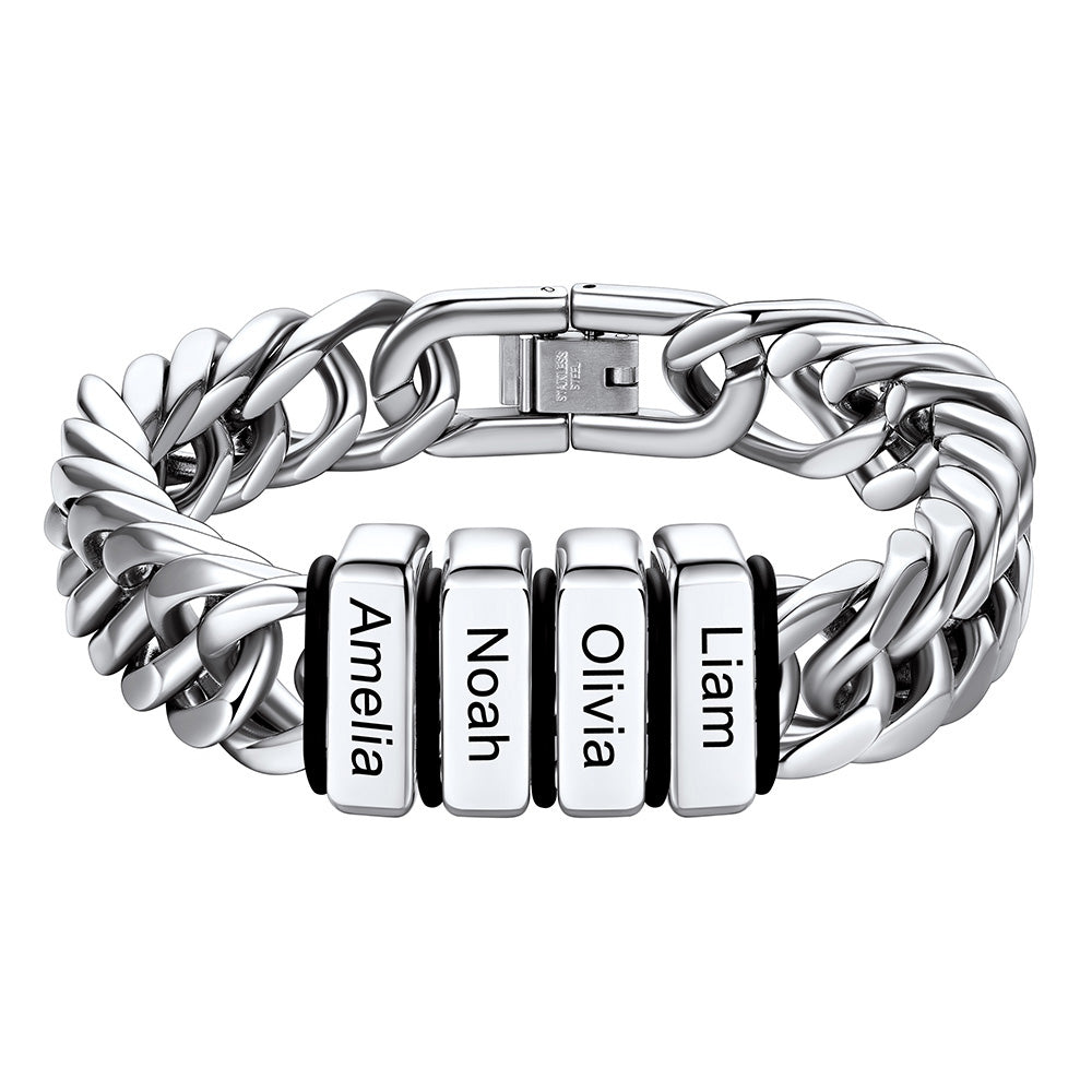 Chain bracelet with 4 name Beads 12mm