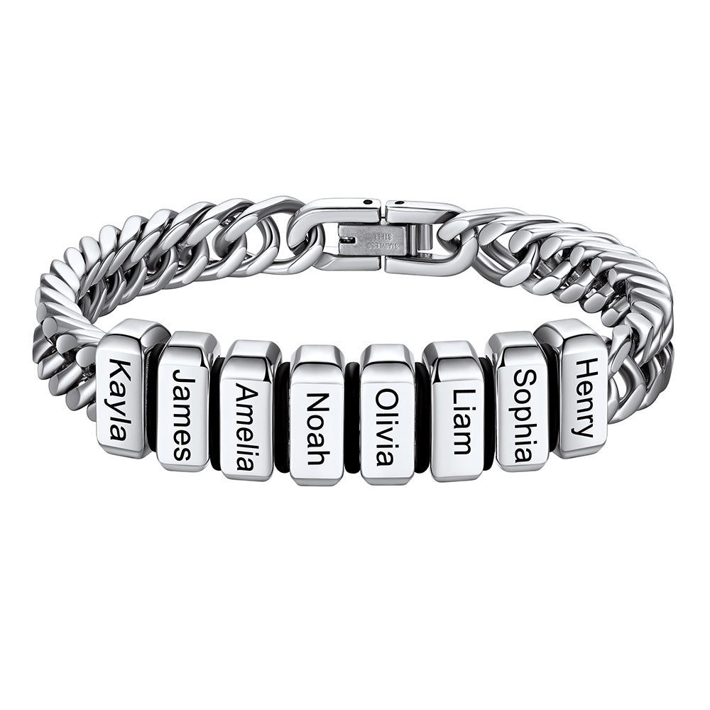 Chain bracelet with 8 name Beads 8mm