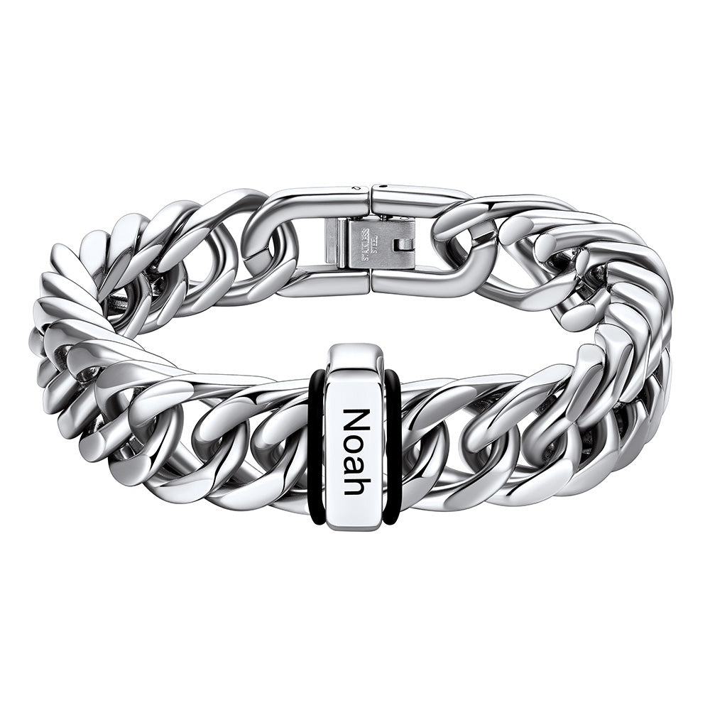 Chain bracelet with a 1 name Bead 12mm