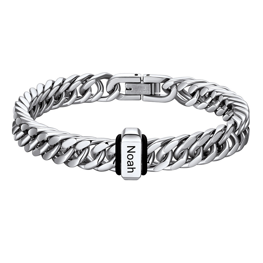 Chain bracelet with a 1 name Bead 8mm
