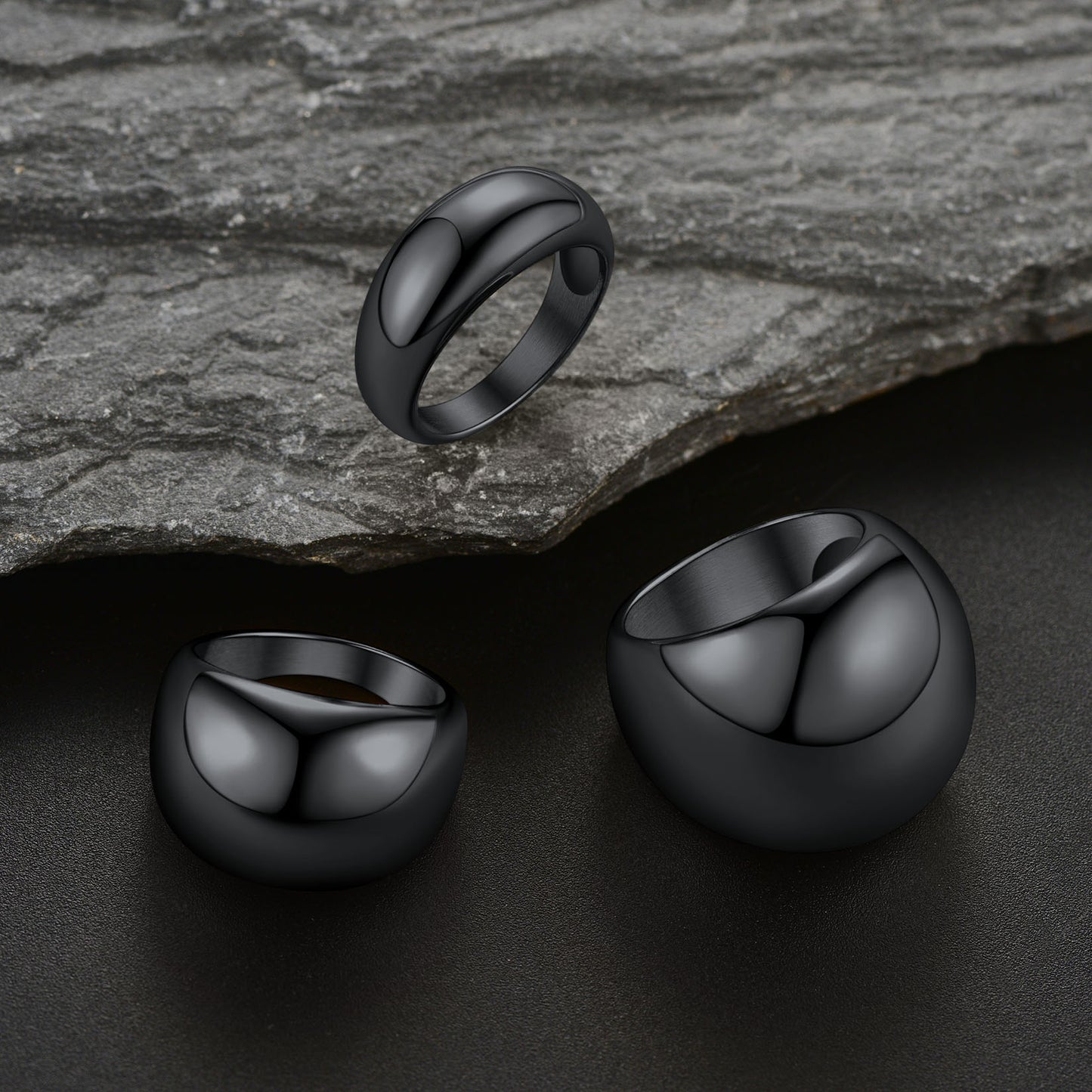 Chunky Dome Statement Rings for Men Women, 8/16/23mm Widths