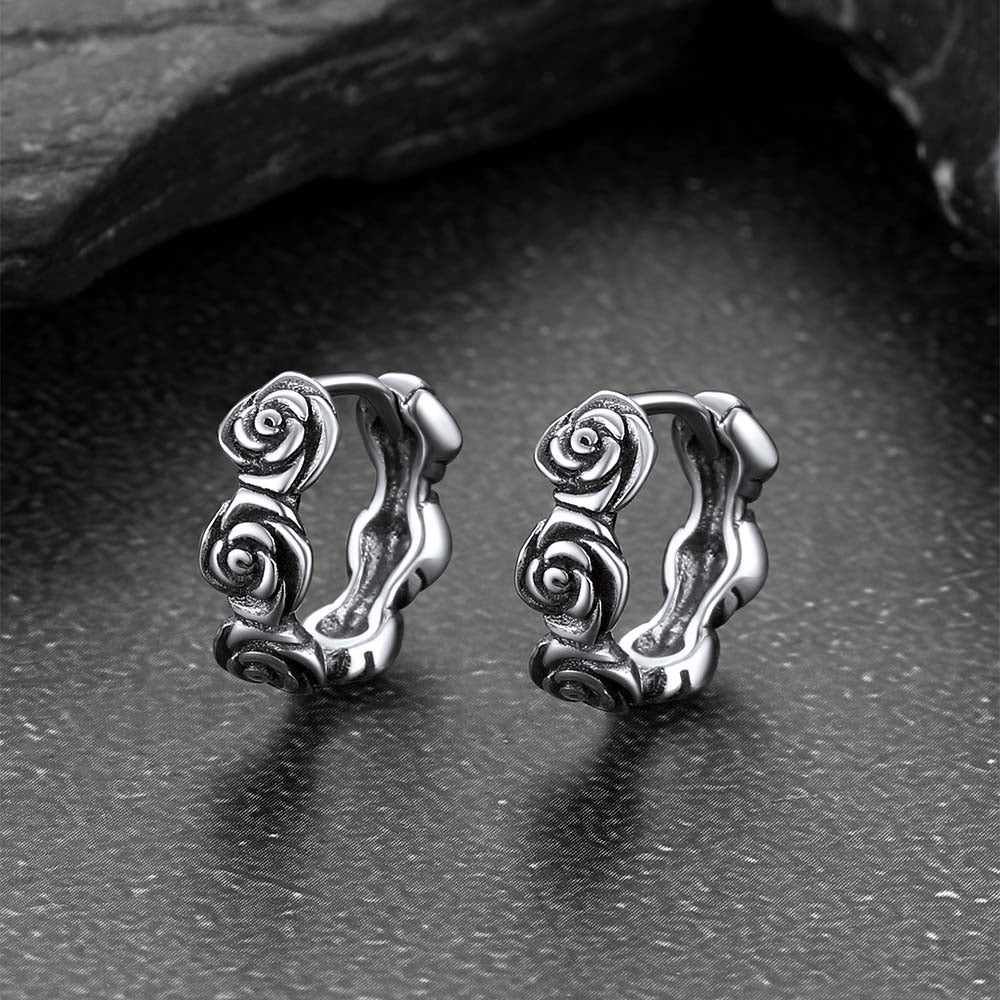 Edgy rose hoop earrings