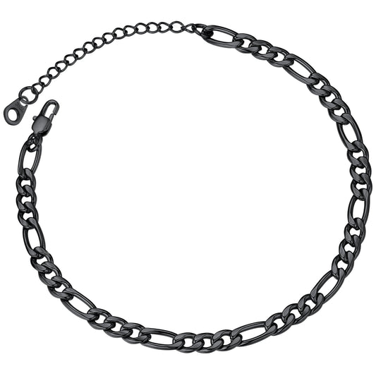 5mm black PVD Figaro chain anklet edgy boho styleimg