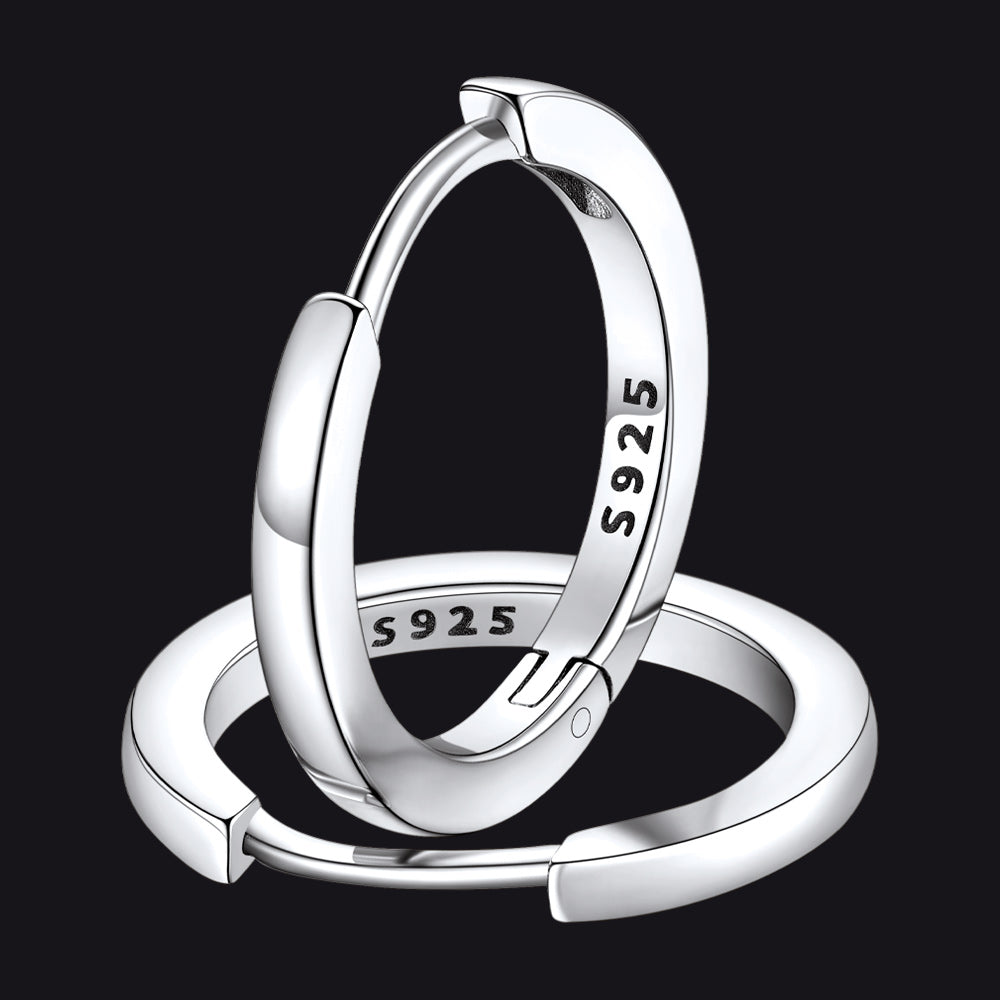 12mm Silver Huggie Earrings Unisex