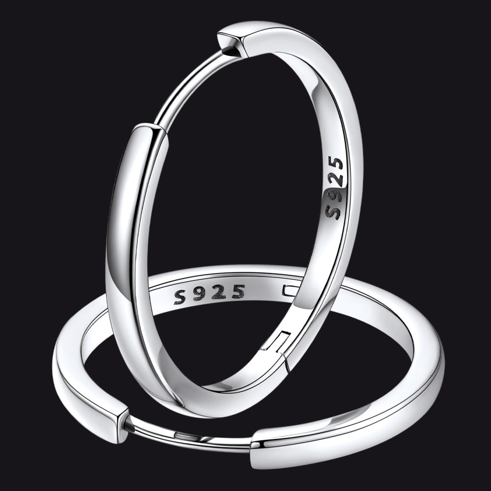 20mm Silver Sterling Silver Huggie Hoops Unisex