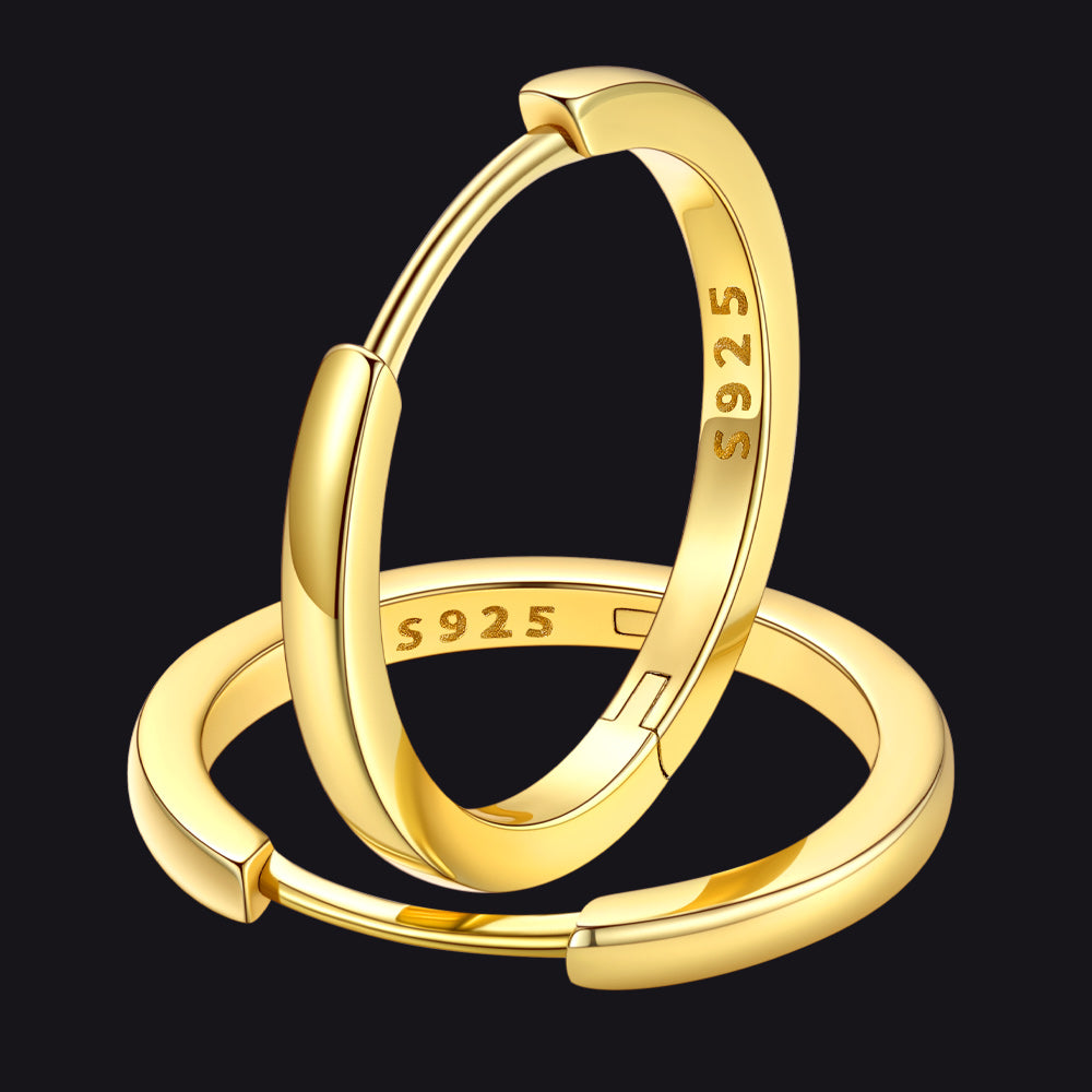 16mm Gold Sterling Silver Huggie Hoops Unisex