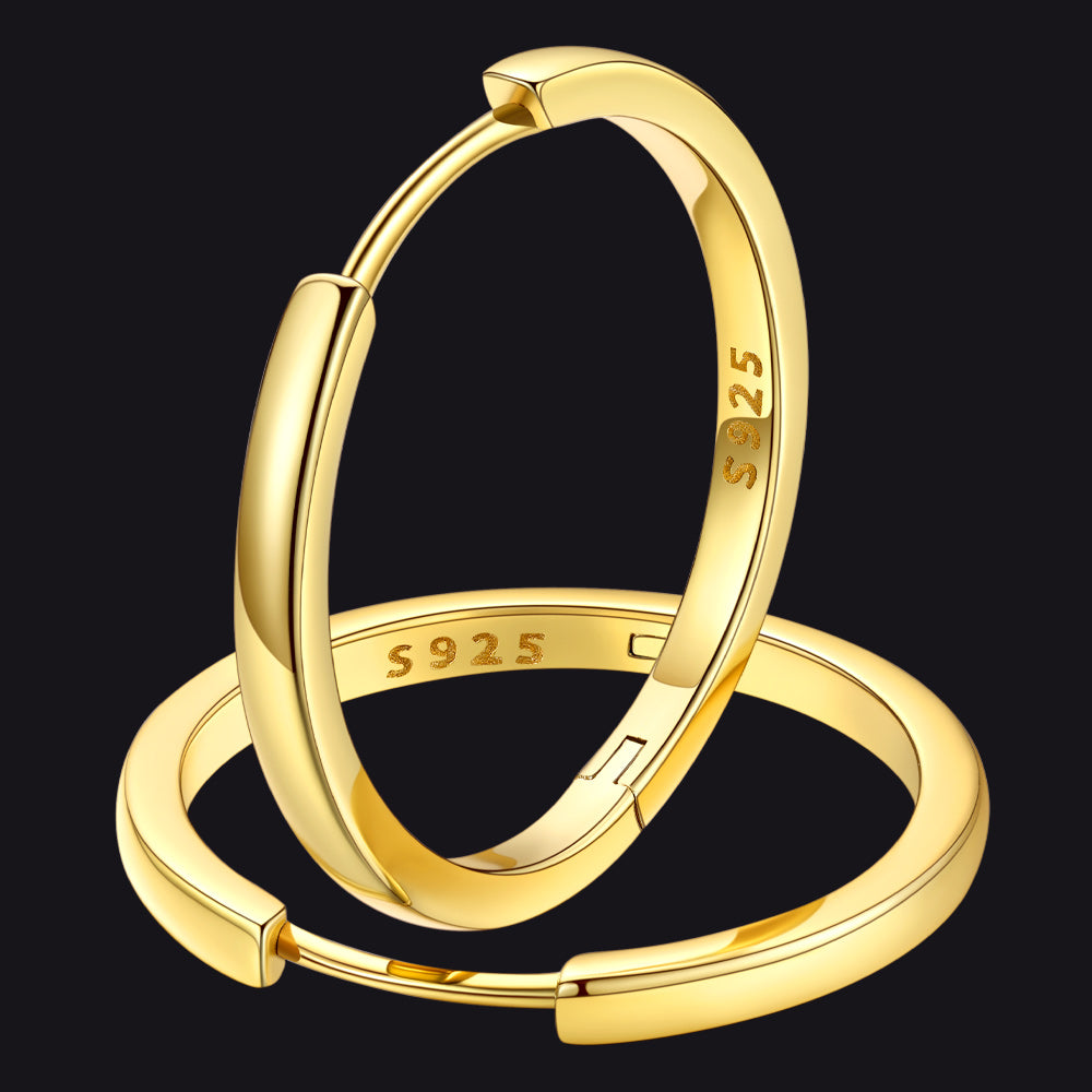20mm Gold Sterling Silver Huggie Hoops Unisex