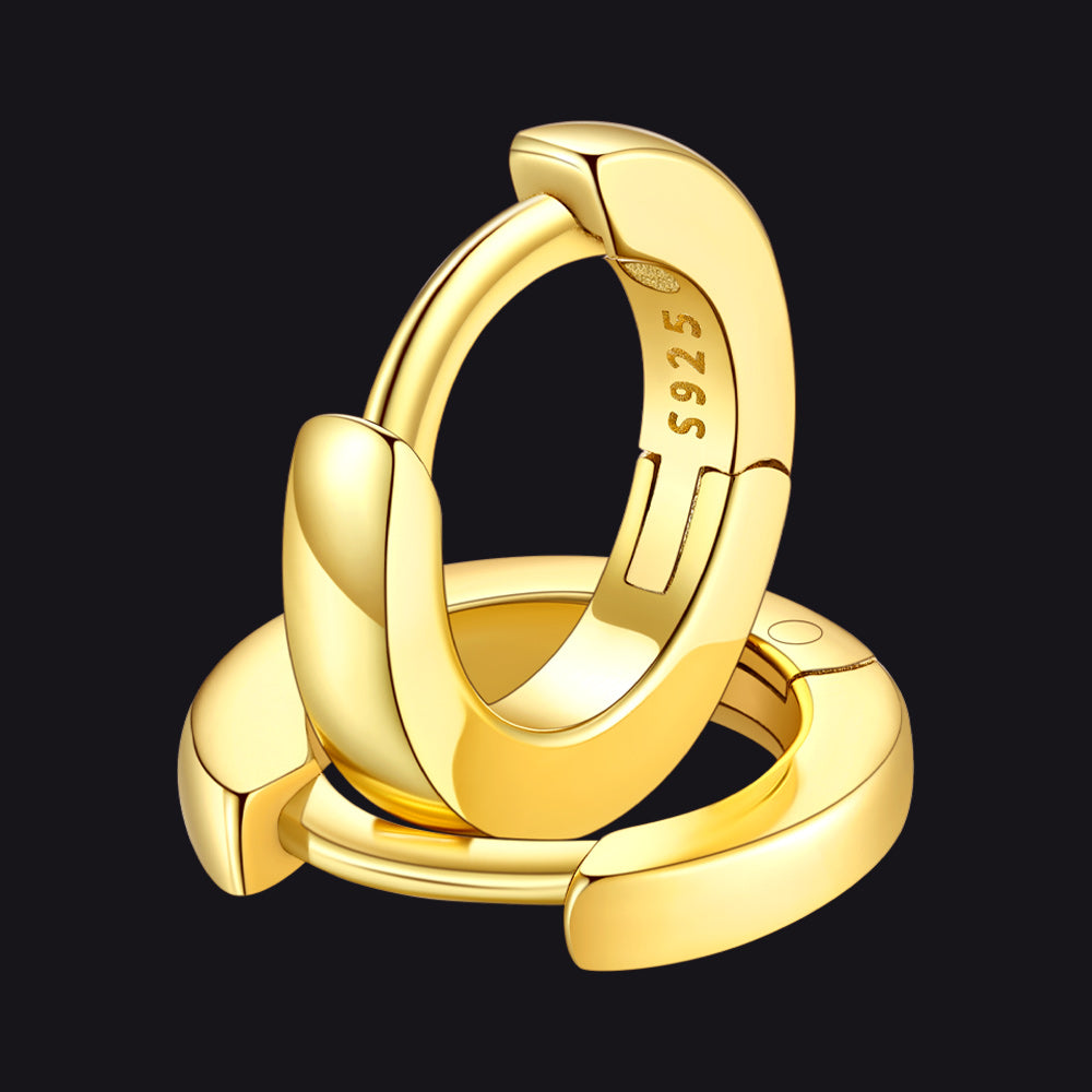 6mm Gold Sterling Silver Huggie Hoop Earrings For Men Women