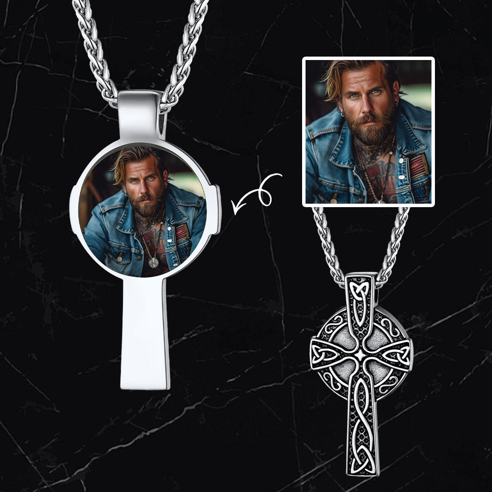 Personalized Celtic Cross Pendant Necklace with Picture FaithHeart